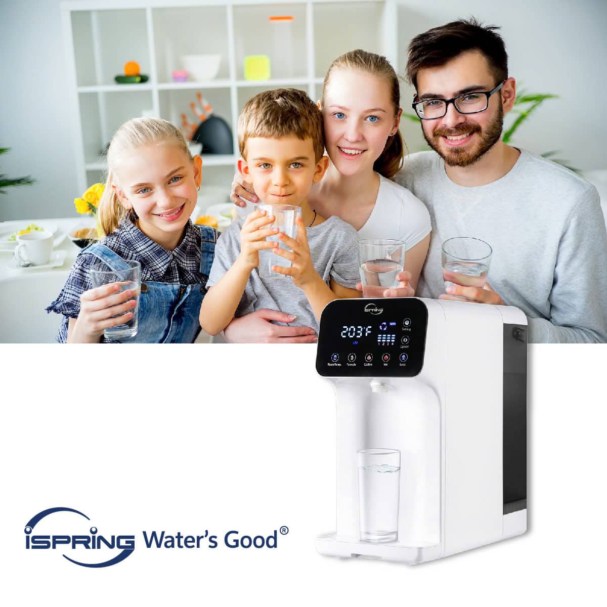 Máy lọc nước RO iSpring RCD100 – để bàn, 5 cấp, nước nóng tức thì, UV diệt khuẩn